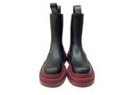 ボッテガヴェネタ BOTTEGA VENETA TIRE BOOT MILITARY CALF タイヤ ブーツ ミリタリー カーフ アンクル 厚底 革靴 赤 黒 630284 VBS50 1507 メンズ靴 ブーツ サイドゴア ブラック サイズ 42 104S-977