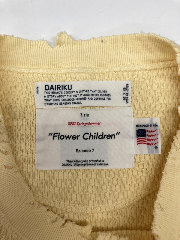 ダイリク DAIRIKU 21ss Thrift Thermal Tee サーマル Tシャツ ダメージ加工 オーバーサイズ ロンT 長袖 黄 21SS C-6 ロンT 無地 イエロー Lサイズ 104MT-1890