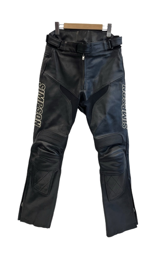 シンプソン(SIMPSON) ブラック レザーパンツ シンプソン SIMPSON 本皮 牛革 レザーパンツ バイカーパンツ