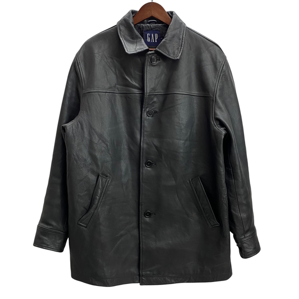 【曜日割引対象外】 ギャップ GAP 90's old gap カーコート レザージャケット コート ブラック Mサイズ 201MT-3807 VB