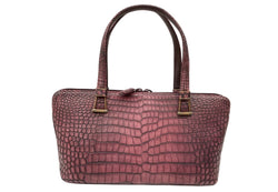 クロコダイル Crocodile アスカ 明日香 ASUKA JRA認定 トートバッグ 肩掛け マットクロコ 本革 チャーム付 カードケース付 日本製 155 BORDEAUX ボルドー PURPLE 紫 バッグ レディースバッグ ハンドバッグ ワインレッド 104B-70