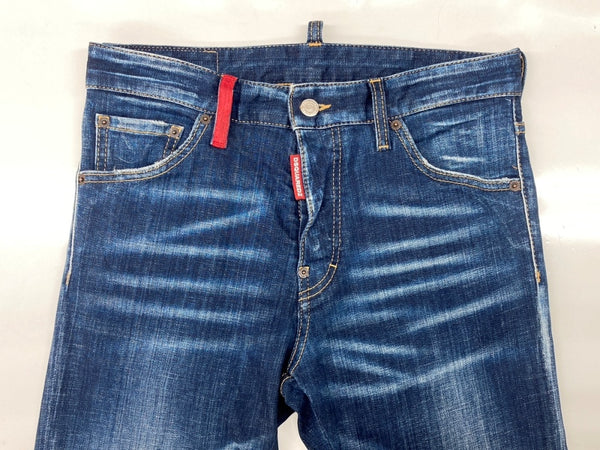 ディースクエアード DSQUARED2 Blue With Paint Pattern Lettering Printed ペイント デニム パンツ Cool Guy Jean ボタンフライ ジーンズ Gパン スキニー 加工 青 ロゴ S74LB1074 デニム ブルー サイズ 42 104MB-316