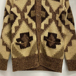 【曜日割引対象外】 ダブルアールエル RRL ハンドニット リネンブレンド ショールカラー カーディガン セーター ブラウン XSサイズ 201MT-4231 VB