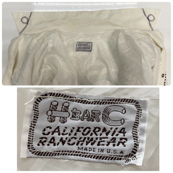 【曜日割引対象外】 エイチバーシー H BAR C 60's Rayon Gabardine Western Blouson USA製 ジャケット ホワイト 201MT-3462 VB