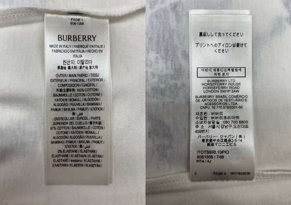 バーバリー Burberry 24SS GRAPHICS SCREEN PRINT L/S T-SHIRT スクリーン プリント 長袖 Tシャツ ロンT 白 青 ロンT プリント ホワイト Mサイズ 104MT-2213