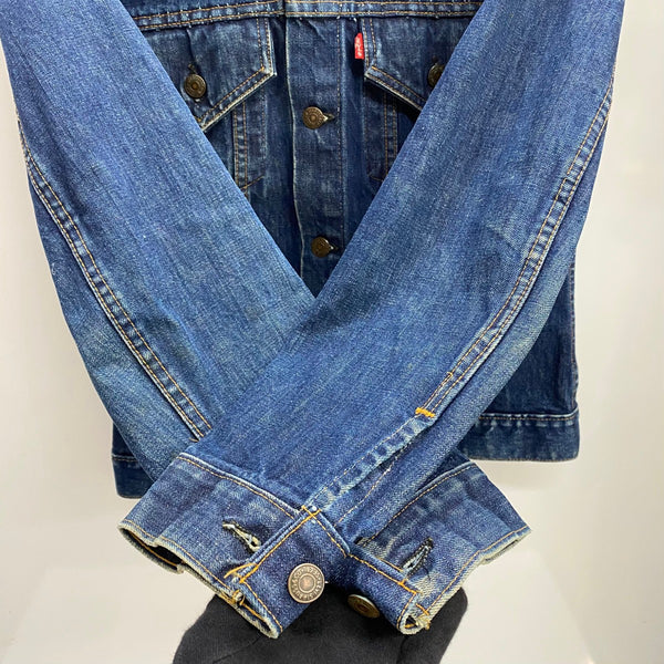 【曜日割引対象外】 リーバイス Levi's 70's 70505 BIG E ケアタグ 濃紺 USA製 デニム ジャケット ブルー 40サイズ 201MT-4718 VB