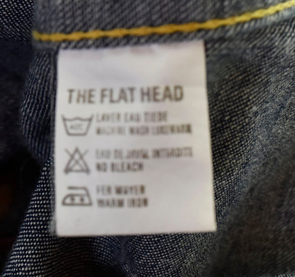 フラットヘッド THE FLAT HEAD  7001 プリント デニム ウエスタンシャツ 青 7001 38 長袖シャツ 刺繍 ブルー 103MT-366