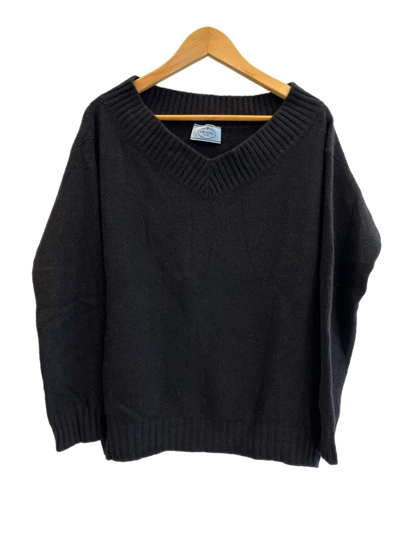 プラダ PRADA カシミア混 ウールセーター ニット 黒 無地 セーター
