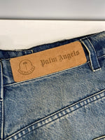 モンクレール MONCLER パームエンジェルス PALM ANGELS PANTALONE フリンジ デニムパンツ ジーンズ ジーパン コラボ I209L2A00001 M3414 デニム ブルー サイズ38 101MB-544