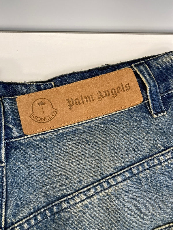 モンクレール MONCLER パームエンジェルス PALM ANGELS PANTALONE フリンジ デニムパンツ ジーンズ ジーパン コラボ I209L2A00001 M3414 デニム ブルー サイズ38 101MB-544