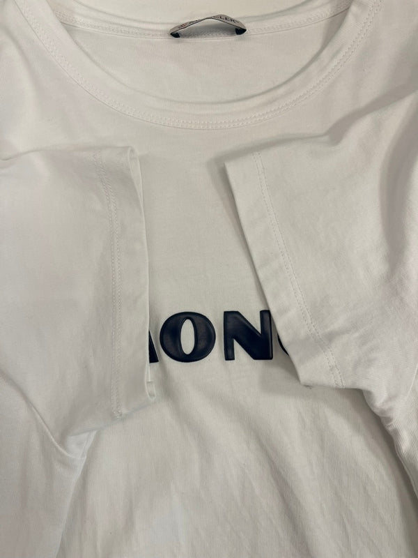 モンクレール MONCLER MAGLIA ロゴパッチ付き半袖Tシャツ 白 E10918041850 8390T Tシャツ ホワイト Sサイズ 101MT-4251