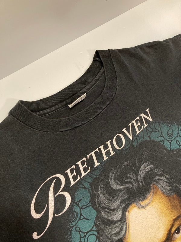 ヴィンテージ vintage 90s beethoven ベートーベン ベートーヴェン 偉人Tシャツ US古着 黒 アンビルボディ 袖シングル XL Tシャツ ブラック LLサイズ 101MT-2970