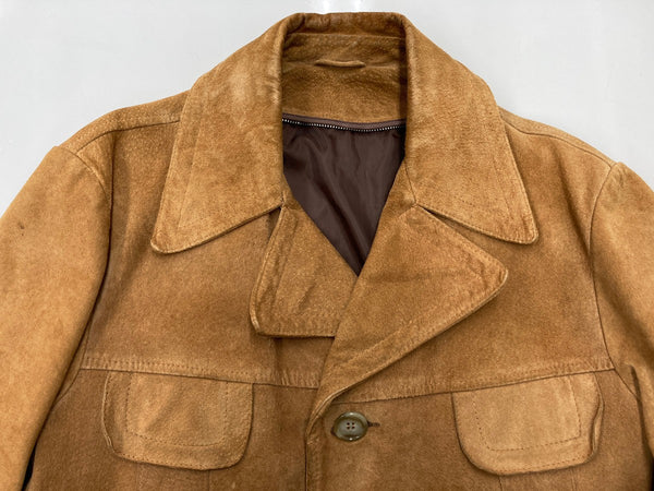 ヴィンテージ vintage 70s~ 70年代 スウェード レザー ジャケット カーコート ハーフコート 茶色 コート 無地 ブラウン 104MT-1930