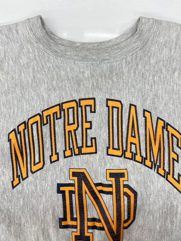 チャンピオン Champion 90s 90年代 刺繍タグ REVERSE WEAVE リバースウィーブ  USA製 NOTRE DAMEアーチ カレッジ 灰色 スウェット プリント グレー Lサイズ 104MT-2280
