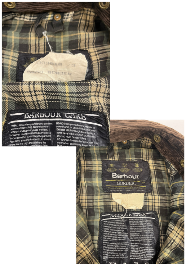 バブアー Barbour 90's 90年代 3ワラント BORDER ボーダー ワックス コットン オイルドジャケット コート VINTAGE ヴィンテージ A200 C44 ジャケット カーキ 101MT-5400