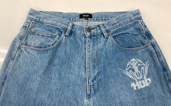 ハフ HUF LOOSIES WASHED DENIM PANT ルーズ ウォッシュ デニム パンツ 青 プリント デニム ブルー サイズ 32 104MB-324