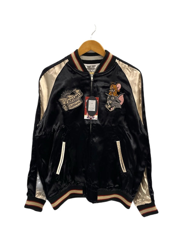 バンソン VANSON  トムとジェリー コラボ 刺繍 レーヨンサテン リバーシブル刺繍 スカジャン ブラック×ベージュ シルバー×ブラック TJV-2241 ジャケット ブラック Lサイズ 101MT-5382
