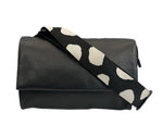 イアパピヨネ ear PAPILLONNER ワイドテープショルダーバッグ 黒無地×ダルメシアン柄テープ レザーバッグ バッグ レディースバッグ ショルダーバッグ・メッセンジャーバッグ ブラック 101bag-194
