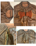 ミリタリー Military 40's 40年代 USAF US AIR FORCE A-2 フライトジャケット A2 赤リブ 実物 TALON ZIPPER コの字留め Vintage ヴィンテージ - ジャケット ブラウン 101MT-4363