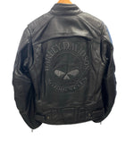 ハーレーダビットソン Harley Davidson バックリフレクティブスカルレザージャケット ライナー付 シングルライダース 98099-07VM ジャケット ブラック Mサイズ 101MT-2691