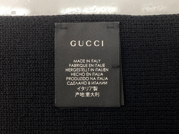 グッチ GUCCI GG LOGO SCARF ロゴ マフラー スカーフ 刺繍 黒 マフラー・ストール ロゴ ブラック 104Z-27