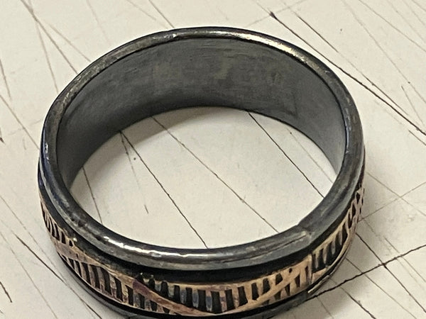 INDIAN JEWELRY ブルースモーガン Bruce Morgan ナバホ族 Navajo スタンプワーク コンビ メンズジュエリー・アクセサリー インディアンジュエリー 指輪・リング シルバー 101goods-193