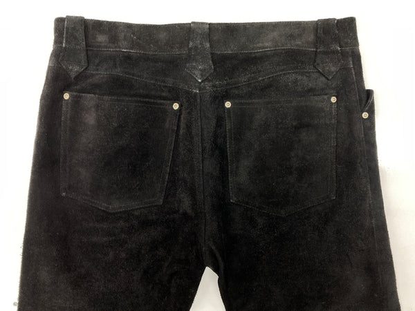 ダブルアールエル RRL SUEDE WESTERN PANTS スエード ウエスタン パンツ ジップフライ コンチョ ズボン 黒 無地 ボトムスその他 ブラック サイズ 32/32 104MB-377