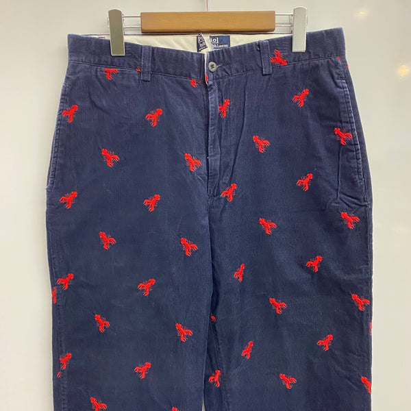 【曜日割引対象外】 ポロラルフローレン POLO RALPH LAUREN 90's ロブスター刺繍 コーデュロイパンツ USA製 ボトムスその他 ネイビー 32/32サイズ 201MB-1188 VB