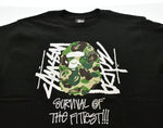 ステューシー  STUSSY   A BATHING APE アベイシングエイプ ヘイプヘッド APE HEAD FITTEST TEE 30周年 黒 半袖 ロゴ Tシャツ 黒 Tシャツ プリント ブラック Sサイズ 103MT-516