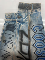 バレンシアガ BALENCIAGA 18AW GRAPHIC DENIM JACKET グラフィック デニム ジャケット Gジャン オーバーサイズ インディゴ 青 534556 TBP33 サイズ 44 ジャケット 総柄 ブルー 104MT-1857