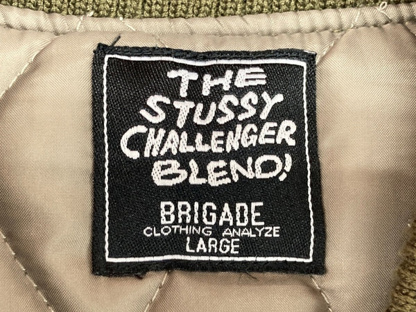 ステューシー STUSSY × チャレンジャー CHALLENGER Blend Ice Cream Work Vest ブレンド アイスクリーム ワーク キルティング バック刺繍 KHAKI 緑 ベスト ワンポイント カーキ Lサイズ 104MT-1752