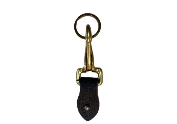 ダブルアールエル RRL LEATHER KEY CHAIN レザー キー チェーン キーリング キーホルダー Ralph Lauren ラルフローレン 黒 金 メンズジュエリー ウォレットチェーン・キーチェーン ロゴ ゴールド 104A-65