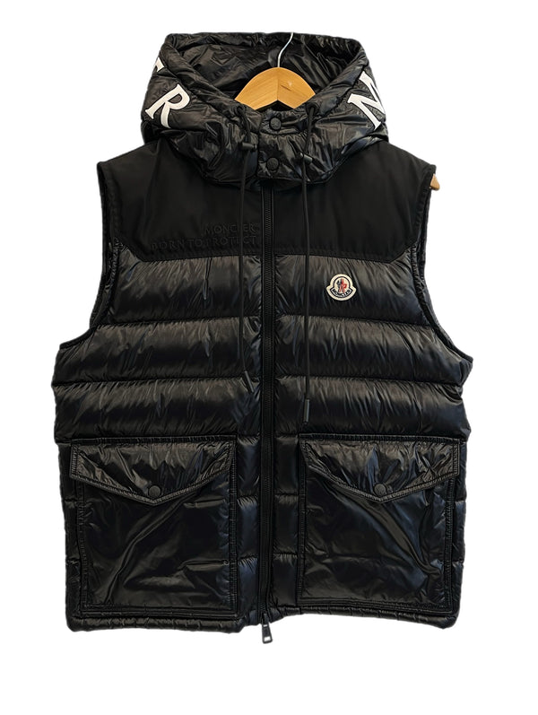 モンクレール MONCLER 22 MONCLER GENICHI GILET ロゴ ダウンベスト 2WAY フード着脱 黒 サイズ2 ベスト ブラック 101MT-5413