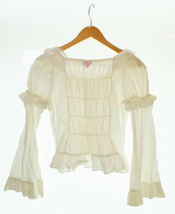 ベイビーザスターズシャインブライト BABY,THE STARS SHINE BRIGHT  姫袖 ブラウス フリル カットソー 白 長袖シャツ ホワイト 103LT-79