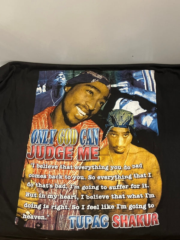 ラップTシャツ RAP-T Vintage Hip Hop Tupac 2PAC SHAKUR ONLY GOD CAN JUGE ME ヴィンテージ rap tee - Tシャツ ブラック フリーサイズ 101MT-2737