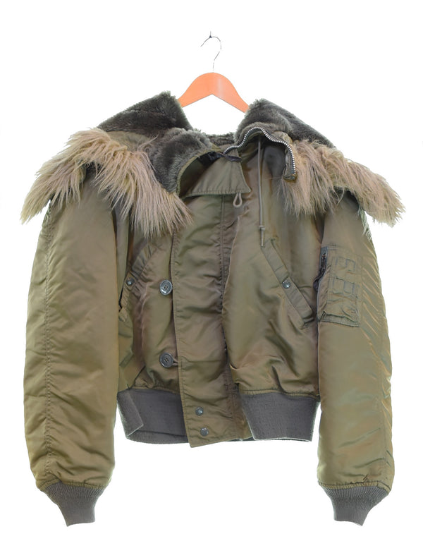 アルファ ALPHA 90s N-2B フライトジャケット Made in USA 90's USA製 短丈 ボックスシルエット Y2K 1615-573-8335 ジャケット カーキ Lサイズ 103MT-3352