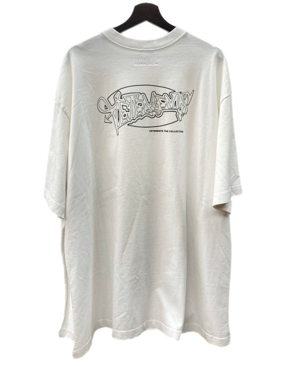 ヴェトモン VETEMENTS 18SS Side slit Tee サイド スリット Tシャツ オーバーサイズ 白 WSS18TR8 Tシャツ プリント ホワイト Mサイズ 104MT-1497