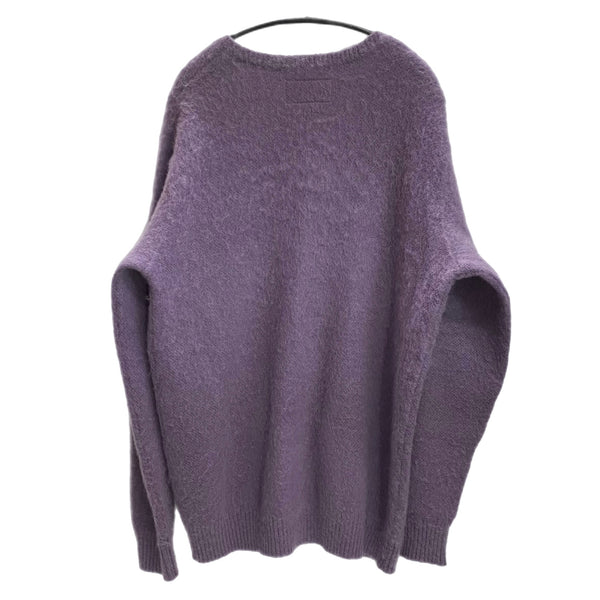 ワコマリア WACKO MARIA モヘヤ ウール混 カーデ ロゴ カーディガン ワンポイント カーディガン パープル Lサイズ 201MT-3708