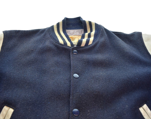 ヴィンテージ Vintage 70s Golden Bear スタジャン レザー切替 Made in California 70's USA製 ジャケット ネイビー Mサイズ 103MT-3422