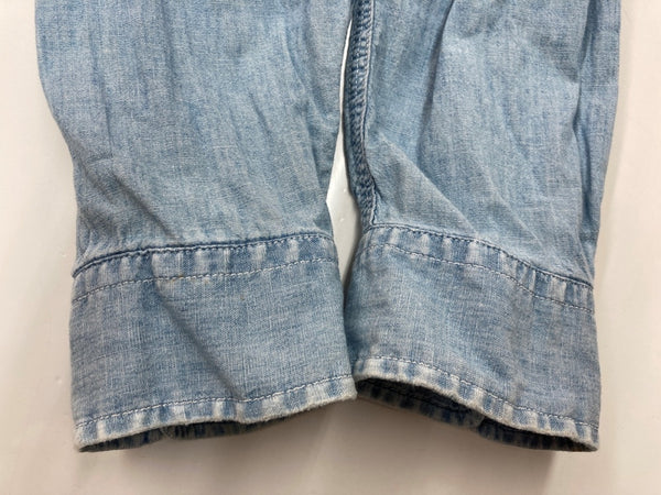 ダブルアールエル RRL 90s 三ツ星タグ SHIRT ステンカラー 猫目ボタン 胸ポケット ヴィンテージ VINTAGE ラルフローレン RALPH LAUREN コットン モーリシャス製 ライトブルー 青 無地 ブルー Mサイズ 104MT-2024