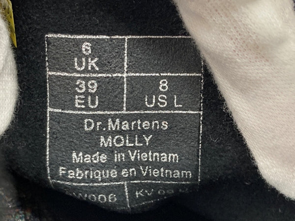 ドクターマーチン Dr.Martens MOLLY 6EYE IRIDESCENT CRACKLE BOOTS クラックルダブルソール  厚底 メタリック ガンメタル GUNMETAL BLACK 黒 ブーツ ブラック UK6 104S-812
