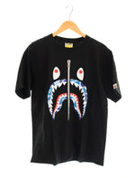 アベイシングエイプ A BATHING APE BAPE SHARK シャーク プリント 半袖Tシャツ 黒 001TEJ801013M Tシャツ ブラック Lサイズ 103MT-1592