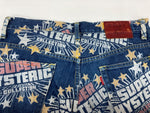 ヒステリックグラマー HYSTERIC GLAMOUR 初期タグ KINKY JEANS ストレートデニム STRAIGHT DENIM ロゴプリント スター 星 Y2K 平成 日本製 インディゴ 2AP-0752 デニム 総柄 ネイビー Mサイズ 104LB-50
