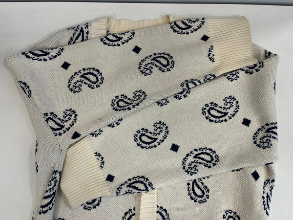 ホワイトランド WHITELAND BLACKBURN ペイズリービッグカーディガン 白 20A-KNL349-WL カーディガン ホワイト フリーサイズ 101MT-4367