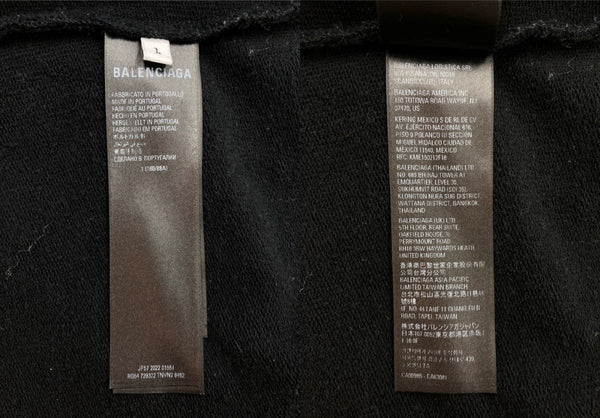 バレンシアガ BALENCIAGA 22AW × adidas アディダス Hoodie Large Fit ラージ フィット プルオーバー パーカー フーディ 刺繍 黒 729322 TNVN2 パーカ ロゴ ブラック Lサイズ 104MT-1646