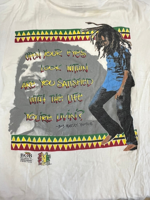 ヴィンテージ vintage BOB MARLEY ボブマーリー バックプリント 白 Tシャツ ホワイト Lサイズ 101MT-4788