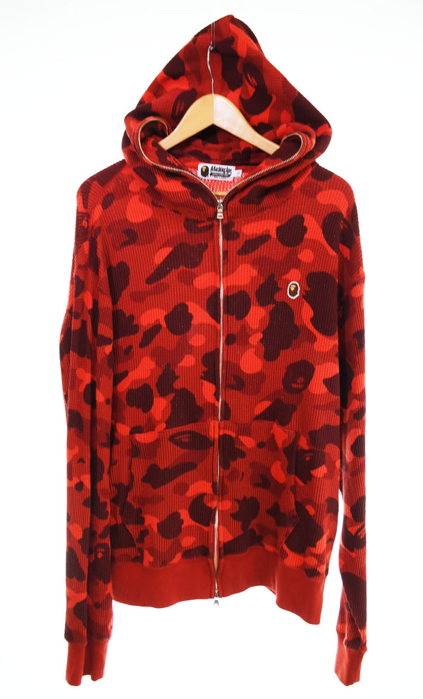 アベイシングエイプ A BATHING APE  Camo Hoodie ジップパーカー赤 001ZPJ301013M パーカ レッド LLサイズ 103MT-2860