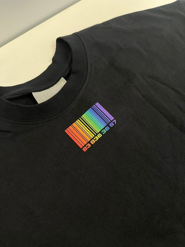 ヴェトモン VETEMENTS VTMNTS RAINBOW BARCODE レインボー バーコード 黒 VL12TR440B XS Tシャツ ブラック SSサイズ 101MT-4260