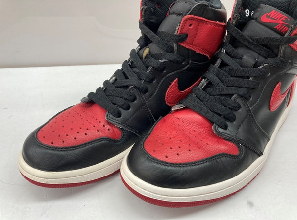 ナイキ NIKE 16年製 AIR JORDAN 1 RETRO HIGH OG BRED エア ジョーダン レトロ ハイ ブレッド AJ1 赤 黒 555088-001 メンズ靴 スニーカー ブラック 27cm 104S-713