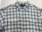 ダブルアールエル RRL 90s 90年代 三ツ星タグ ヘビーネル ネルシャツ ウエスタンシャツ 白 青 長袖シャツ チェック ホワイト Mサイズ 104MT-2015